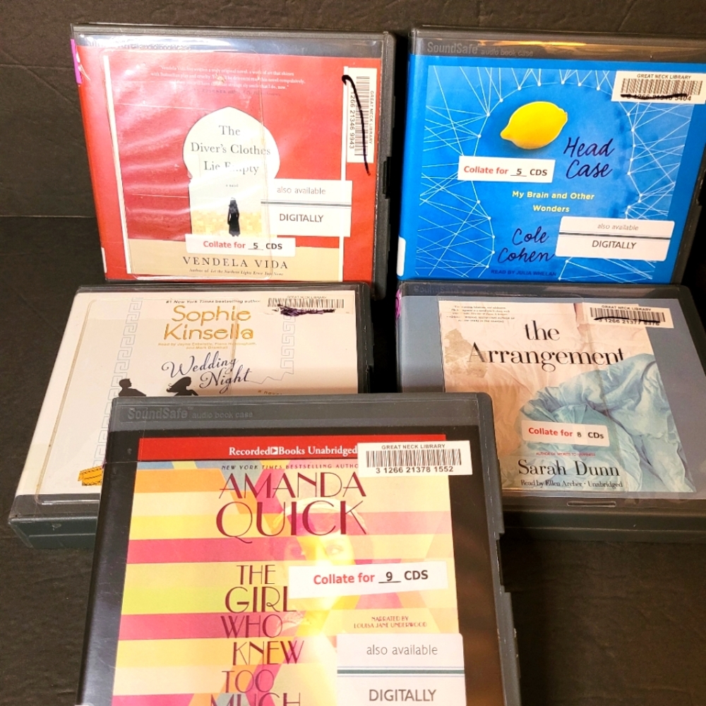 Lot (5) Audiobook 💿 CDs  📚 Fiction 📚 Ex-Library 💿